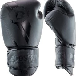 Booster Fight Gear Gants De Boxe (kick) Cuir V3 Noir Sur Noir 16 Oz