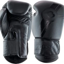 Booster Fight Gear Gants De Boxe (kick) Cuir V3 Noir Sur Noir 14 Oz